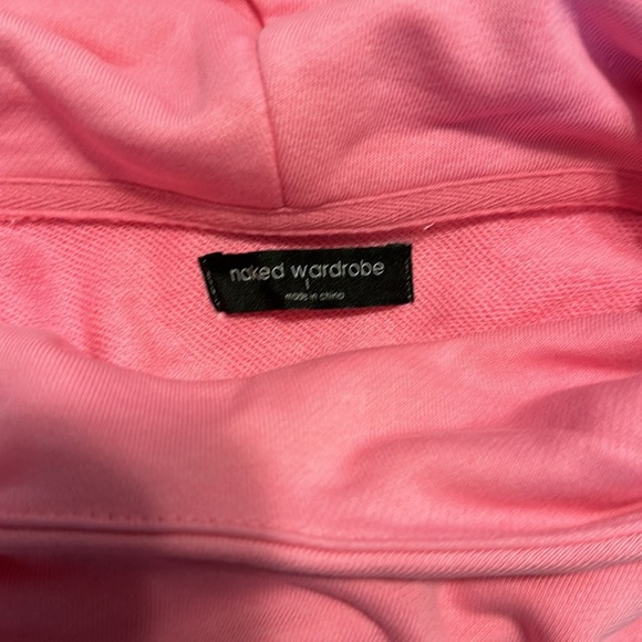 Naked wardrobe Pink Stay Chilling Crop Sweatshirt hoodie size Large - Picture 4 of 5